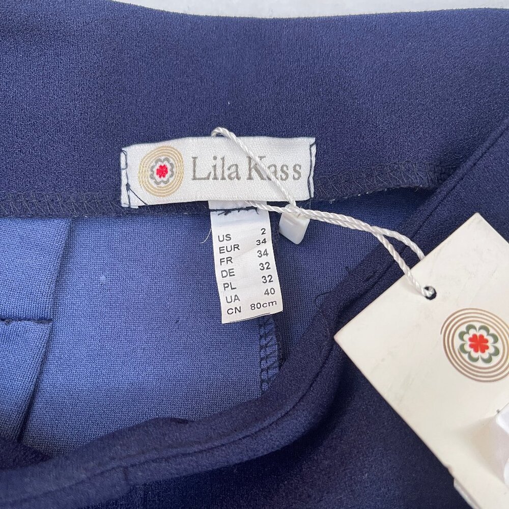 NWT Lila Kass High Waist Navy pants 2 - Picture 6 of 13